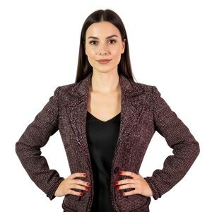 PINKO TWEED BLAZER JACKET PURPLE WOMAN SIZE 4